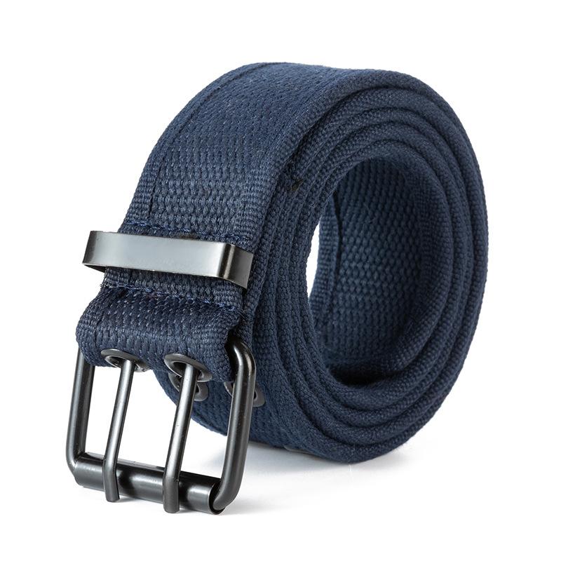 キャンバス ダブルホール ベルト Double Prong Buckle Belt:（4色