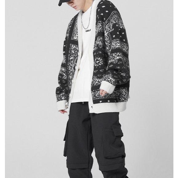 バンダナ柄 ニット カーディガン セーター ペイズリー Paisley bandana pattern cardigan |  | 05