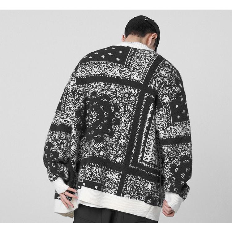 バンダナ柄 ニット カーディガン セーター ペイズリー Paisley bandana pattern cardigan |  | 06