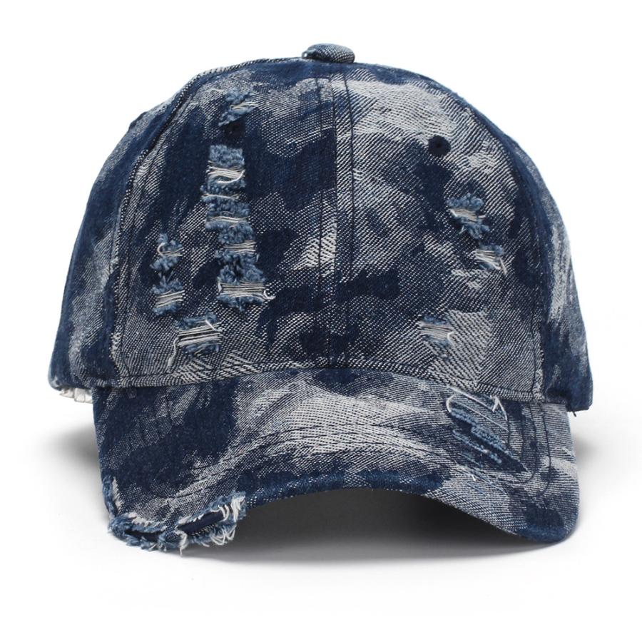 デニム ヴィンテージ ベースボール キャップ 迷彩風 ダメージ 加工 Denim Baseball Cap (3色） |  | 06