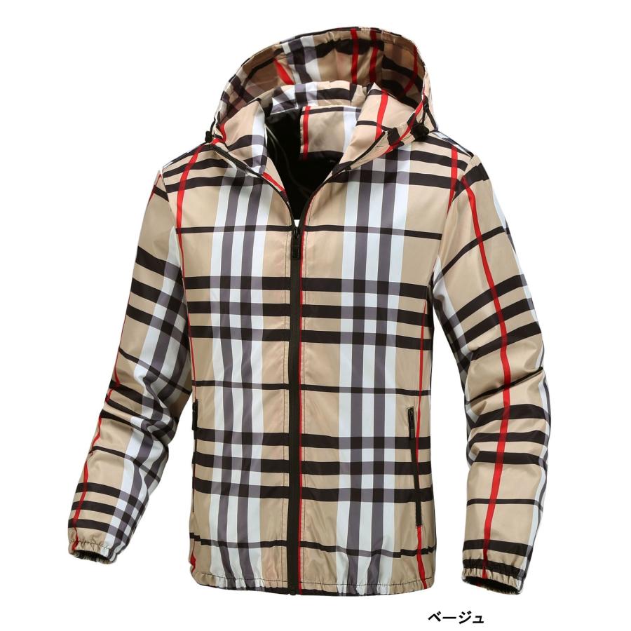 チェック柄 ナイロン フード ジャケット ウインドブレーカー Plaid 
