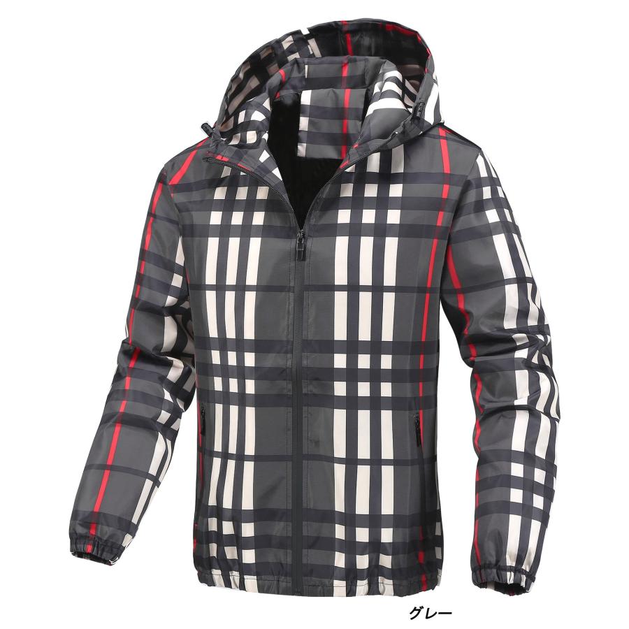 チェック柄 ナイロン フード ジャケット ウインドブレーカー Plaid 
