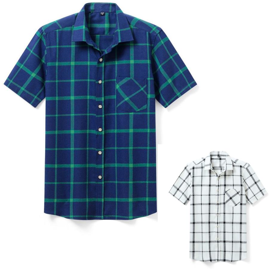 チェック 柄 半袖 ネル シャツ 格子柄 S/S シャツ | 