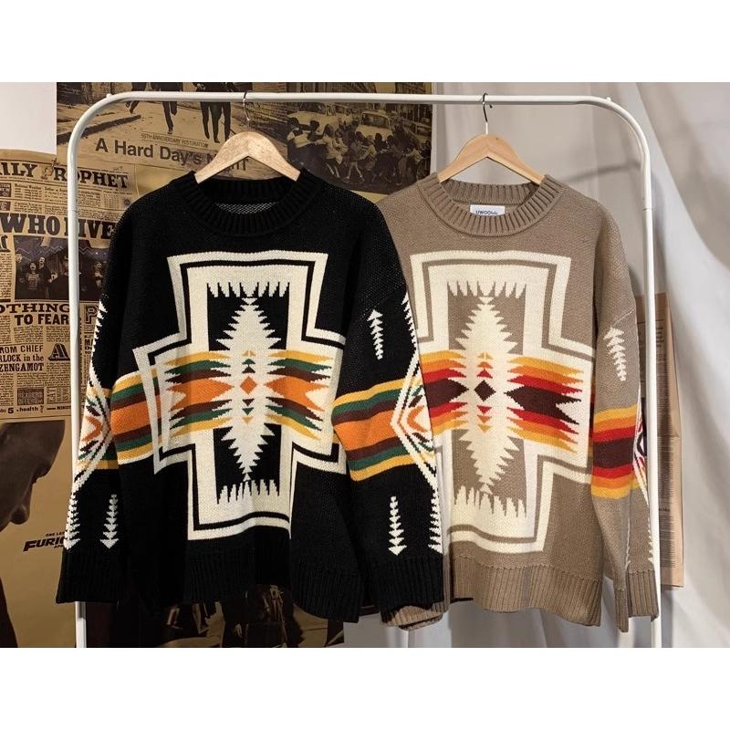 ネイティブ柄 クルーネック セーター ニット 丸首セーター crew neck sweater【送料無料】 |  | 05