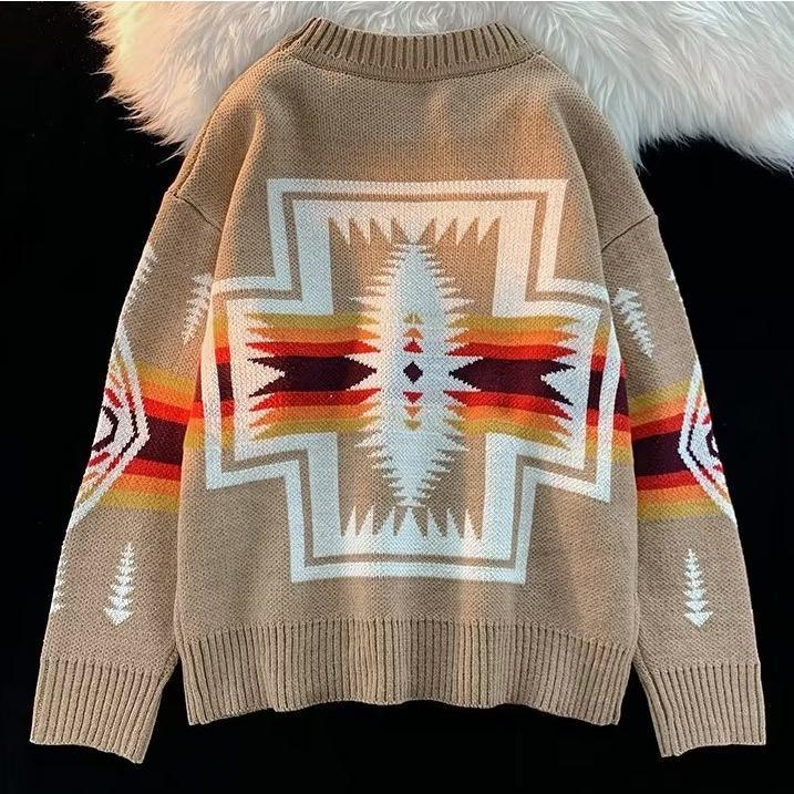 ネイティブ柄 クルーネック セーター ニット 丸首セーター crew neck sweater【送料無料】 |  | 04