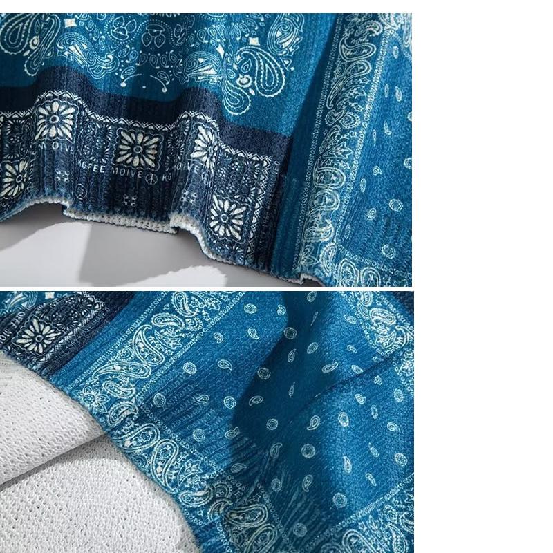 バンダナ プリント クルーネック セーター ニット 丸首セーター ペイズリー Paisley bandana pattern crew neck sweater 【size L〜3XL】 【送料無料】 |  | 06