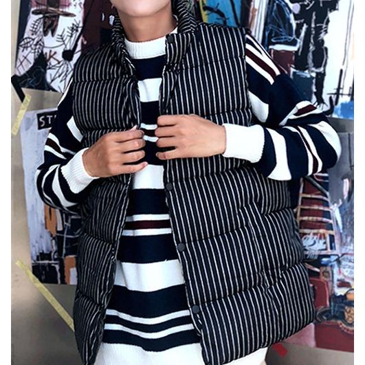 ストライプ ダウンベスト ピンストライプ柄 中綿ベスト Striped Down Vest Size L〜3XL |  | 09