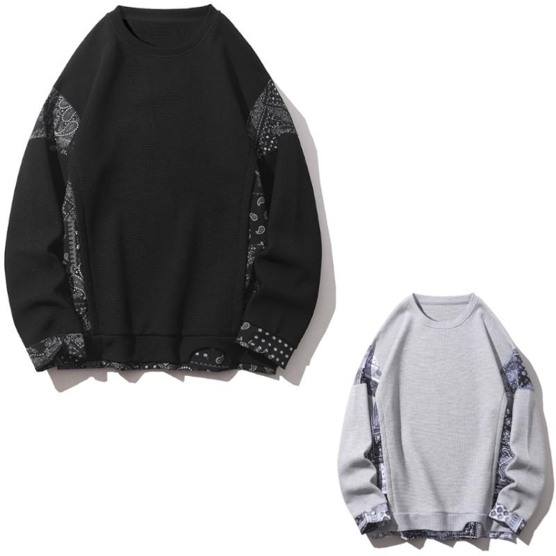バンダナ柄 サーマルスウェットシャツ ペイズリー柄 トレーナー Paisley bandana pattern Sweat Shirt | 
