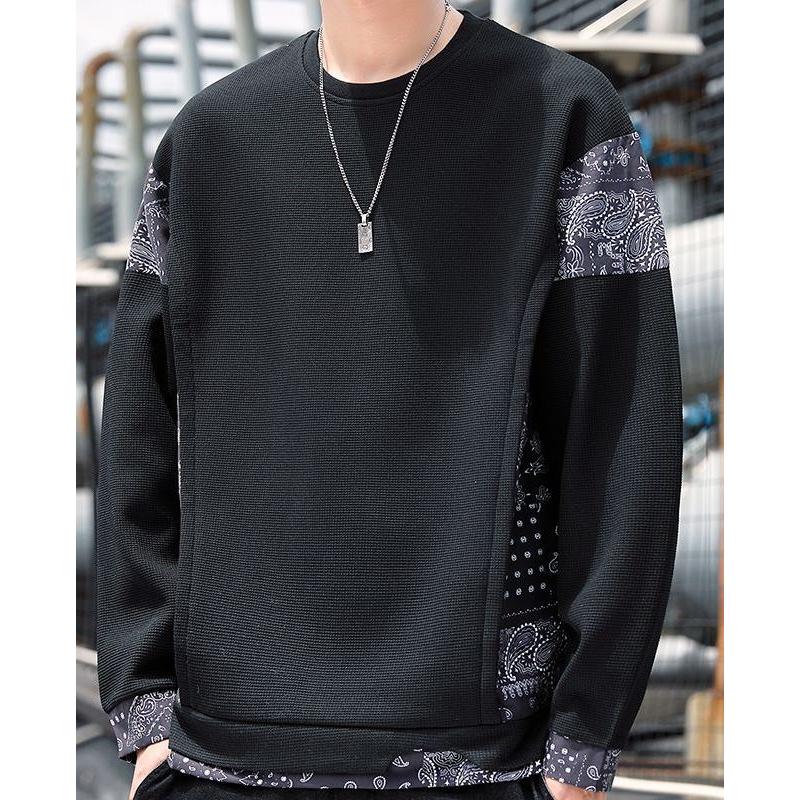 バンダナ柄 サーマルスウェットシャツ ペイズリー柄 トレーナー Paisley bandana pattern Sweat Shirt |  | 05