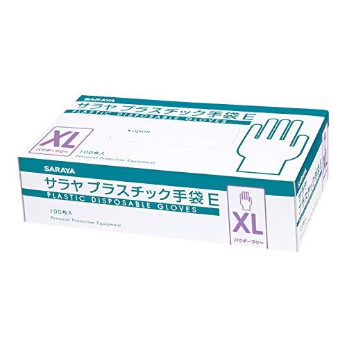 [サラヤ] プラスチック手袋E 粉無 XLサイズ 100枚 粉なし パウダーフリー 53517 | 