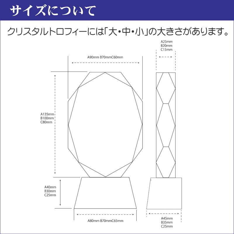 名入れ クリスタル トロフィー CR-16(中) 社内表彰 取引先表彰 感謝状 表彰状 永年勤続 退職祝い 退職記念 退任記念 勇退記念 送料無料の画像