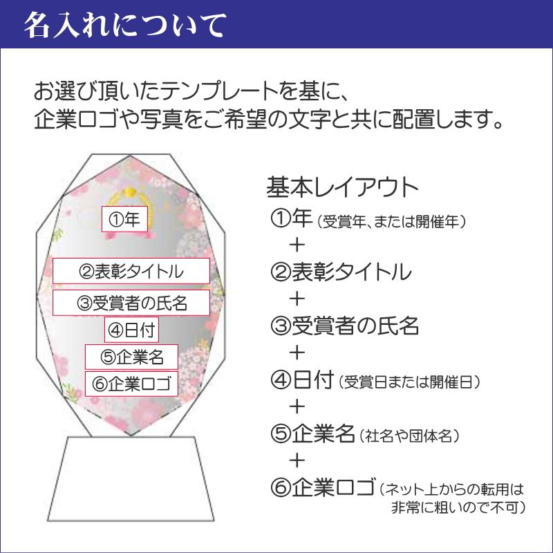 名入れ クリスタル トロフィー CR-16(中) 社内表彰 取引先表彰 感謝状 表彰状 永年勤続 退職祝い 退職記念 退任記念 勇退記念 送料無料の画像