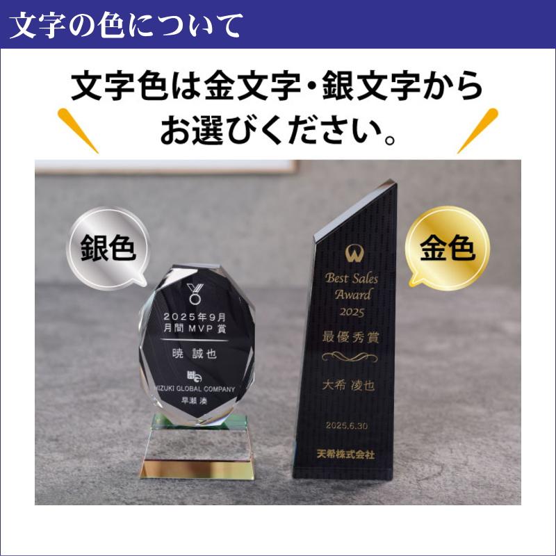 名入れ クリスタル トロフィー CRB-16(小) 高級 重厚 黒 社長賞 社内表彰 取引先表彰 優秀賞の画像