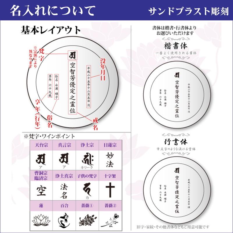 名入れ クリスタル位牌 穏花 大理石柄 KH-27ONK-D(小) 高級 ガラス位牌 モダン仏壇 手元供養