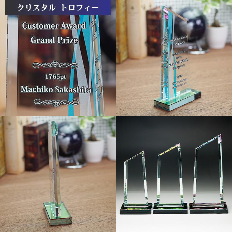 名入れ クリスタル トロフィー WCR-37(中) ホワイトガラス 優勝トロフィー ゴルフコンペ 社内表彰 取引先表彰 認定証 感謝状 表彰状 周年記念の画像