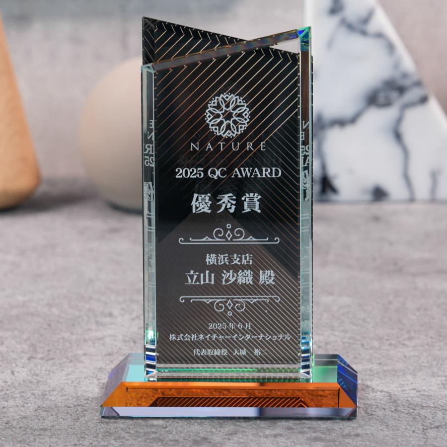 名入れ クリスタル トロフィー WCRB-40(中) ホワイトガラス 高級 重厚 黒 社長賞 社内表彰 取引先表彰 優秀賞_9