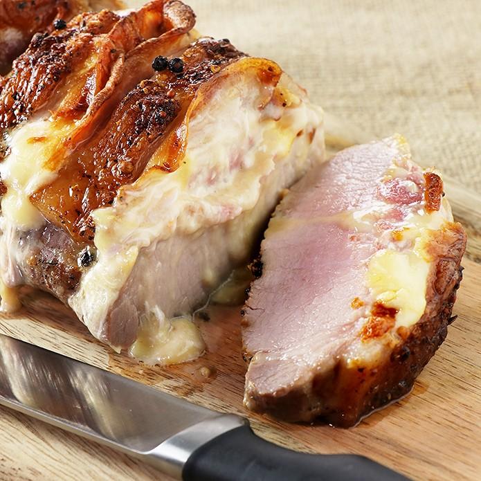合計７２４０円。オルロブロースト ポークとチーズ、ベーコン挟み　BBQソース セット ロティ・オルロフ 550g（ハーフサイズ） ベーコンとチーズを挟んだ豚肉