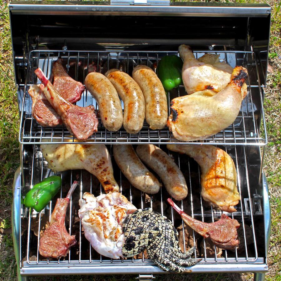 超 インパクト絶大！BBQセット 1.5kg 4-6人前 （ BBQ食材 ）ワニ肉 ラムチョップ ソーセージ チキンレッグ-SET103 |  | 01