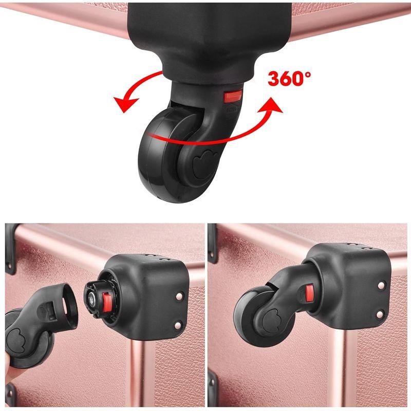 BYOOTIQUE メイクキャリーケース 4IN1 キャスター付 鍵付き 4WAY 大容量 プロ メイクボックスキャリー アルミ メイクケー メイクキャリーケース 4IN1 キャスター付 鍵付き 4WAY 大容量 プロ メイクボックスキャリー アルミ メイクケー