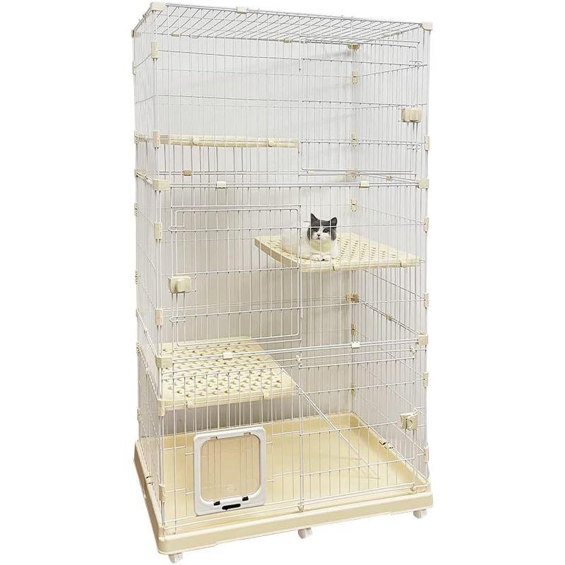 数量限定 RAKU 猫 ケージ キャスター付 ワイド扉 大型猫 組立簡単 工具不要 幅約96×奥行約63cm 折りたたみ 猫ハウス 多頭飼い 脱走防止 【1726866717】(10734円)