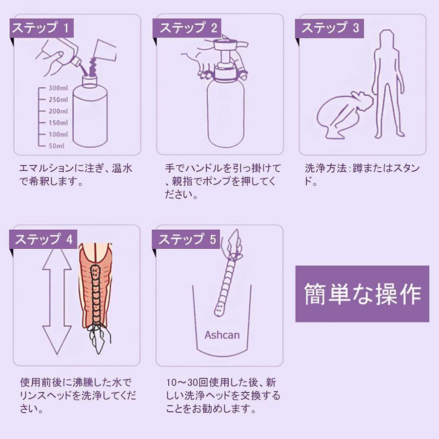 多目的洗浄器 浣腸器 膣内洗浄 腸内洗浄 アナル洗浄 ビデ デリケート ケア 洗浄 清潔 便秘浣腸シャワー 逆流防止 男女兼用 手動ポンプ式 300ml｜thence｜06