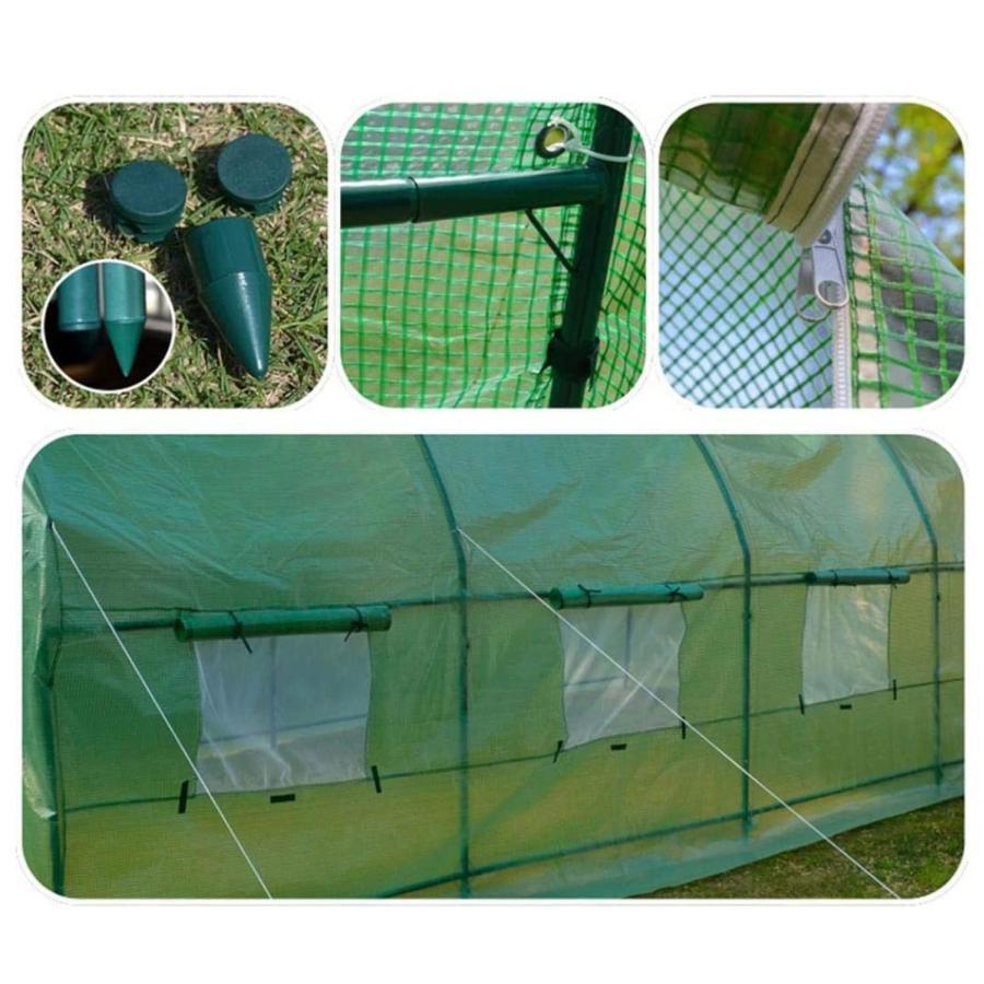 ビニールハウス 大型 ビニール温室 ガーデンハウス 頑丈な金属フレーム 組立式 植物の温室 簡易温室 替えカバー 耐久性 抗UV 防雨?防寒 害虫?鳥防止 野菜用温室 野菜