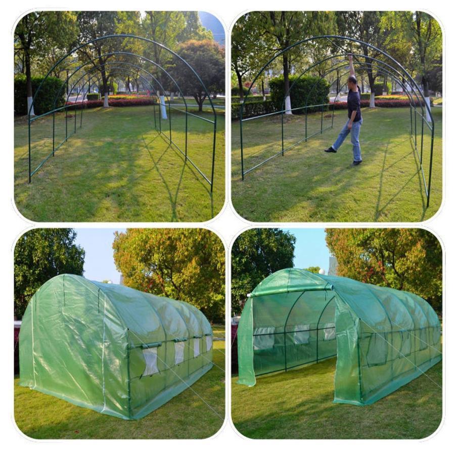 ビニールハウス 大型 ビニール温室 ガーデンハウス 頑丈な金属フレーム 組立式 植物の温室 簡易温室 替えカバー 耐久性 抗UV 防雨?防寒 害虫?鳥防止 野菜用温室 野菜