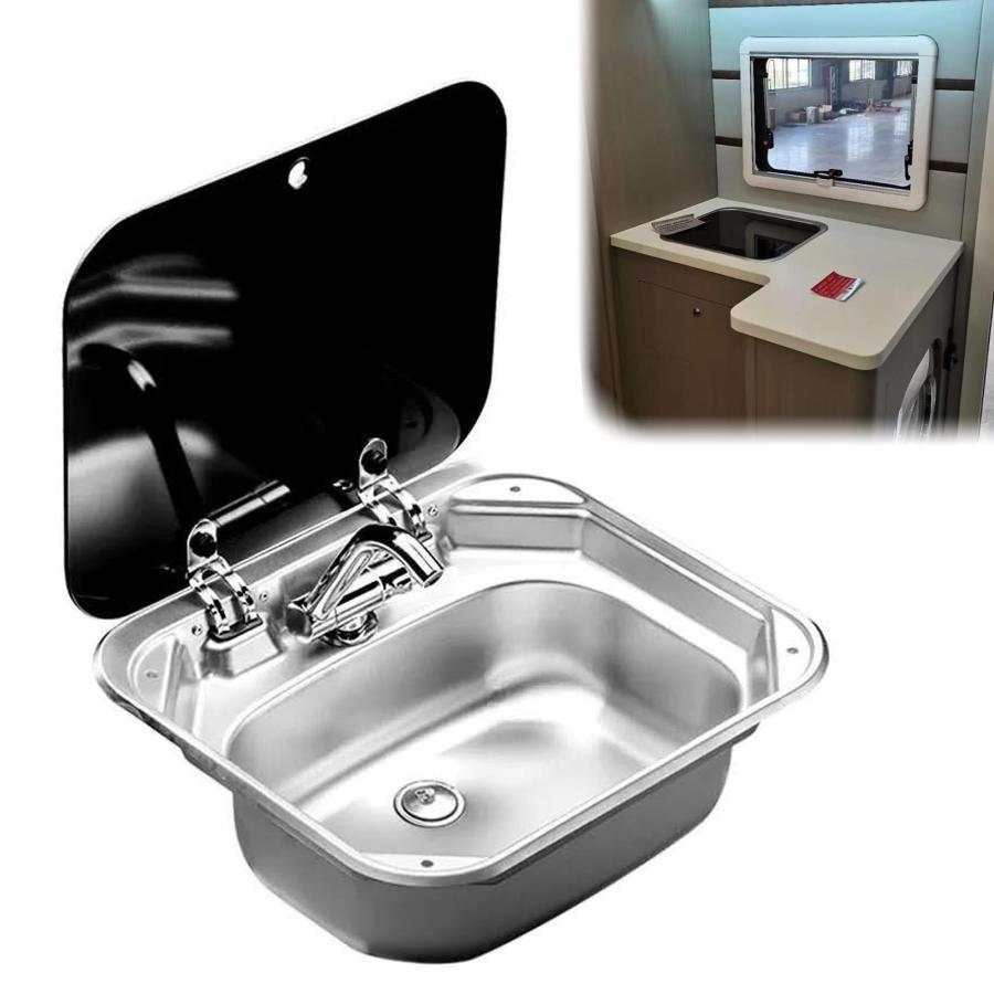 RVキッチンバー用 キャラバンRVシンク RV用シンク ステンレススチール RV シンクセット、キャラバン キャンピングカー ドロップイン