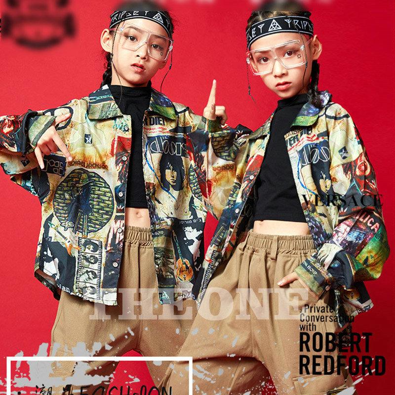 キッズダンス衣装 ヒップホップ 韓国 シャツ トップス パンツ かっこいい Hiphop セットアップ ジャズダンス ダンス衣装 キッズ 人気