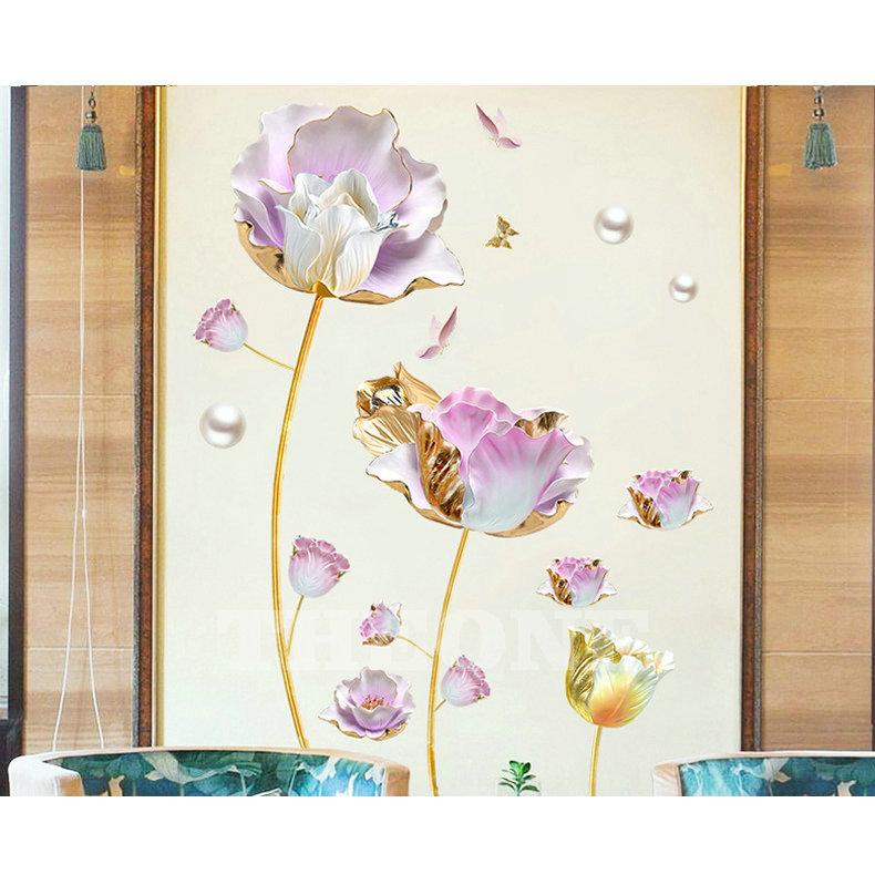 インテリア 雑貨 ウォールステッカー ルームデコ 壁紙デコ 壁紙シール 花柄 エレガント ゴージャス ピンク ゴールド ホワイトリラックス 寝室 Theoneafj 531 Theone 通販 Yahoo ショッピング