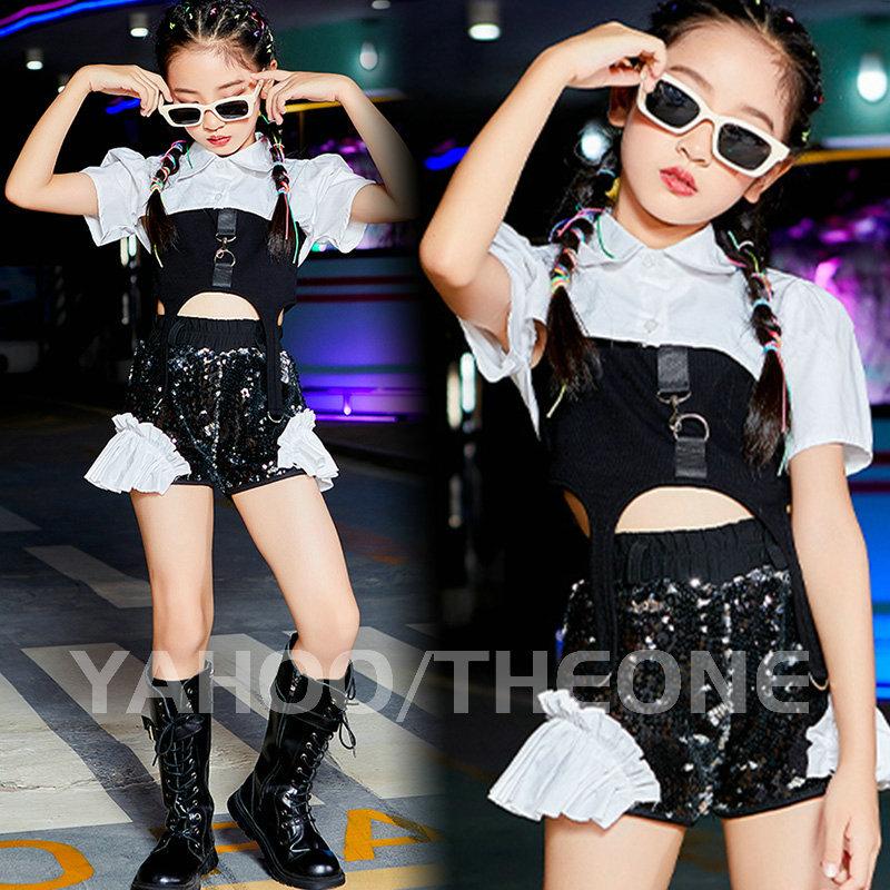キッズダンス衣装 韓国 チアダンス衣装 発表会 黒 キラキラ スパンコール かっこいい ヒップホップ ガールズ 応援団 練習着 おしゃれ Theoneago 002 Theone 通販 Yahoo ショッピング