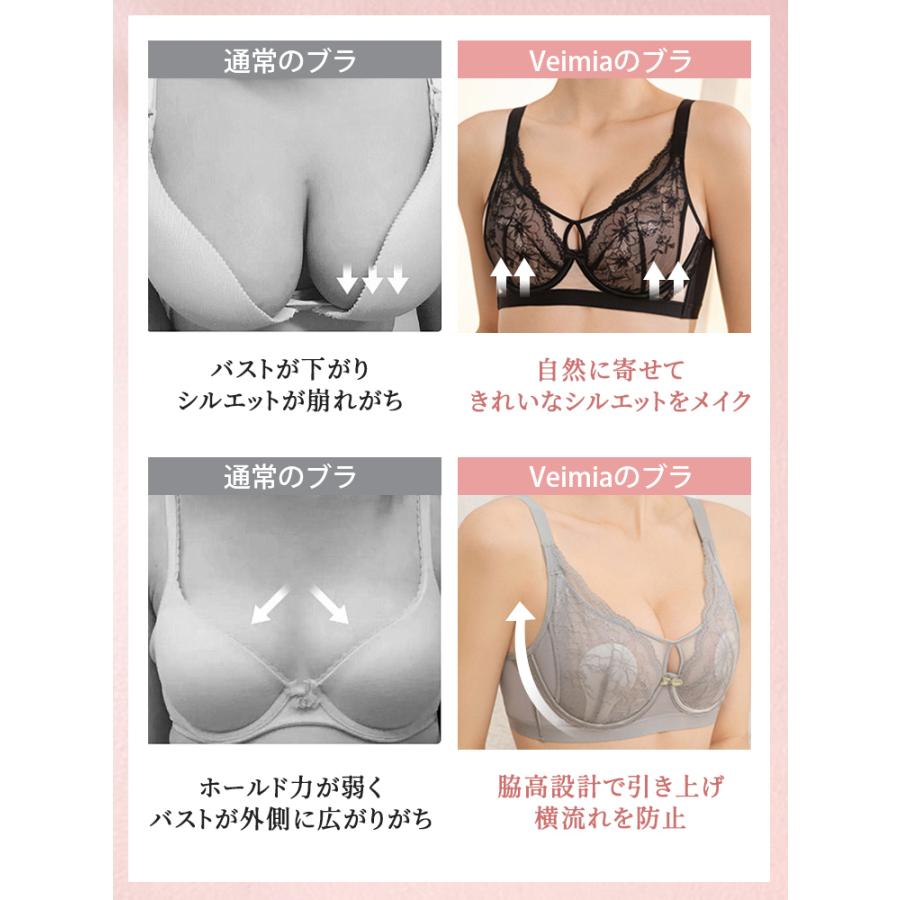 Veimia（ヴェーミア） ブラジャー セクシー 透け ソフトワイヤー 肌に