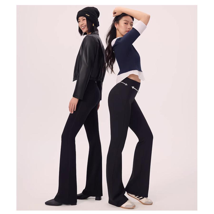 VEIMIA ヨガパンツ レディース【2枚セット】ハイウエスト 美脚見え フレアパンツ ストレッチ 速乾 フロントシームレス 体型カバー 肌触りがいい ジム 普段使いの画像