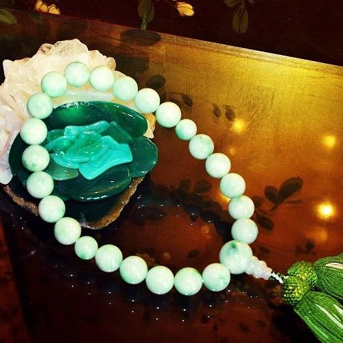 theory xyz 糸魚川翡翠 数珠 片手念珠 略式(全宗派用) 男物(男性用) 12mm玉 純国産 日本製 つや緑 翡翠