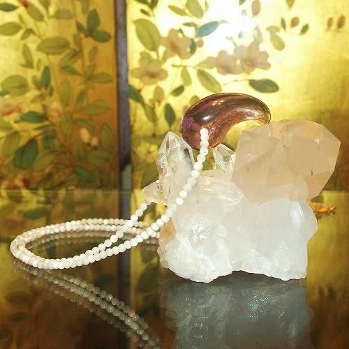 theory xyz アメジスト 勾玉入 甲府研磨 秋光作 マザーオブパール ロングネックレス メンズ レディース k18