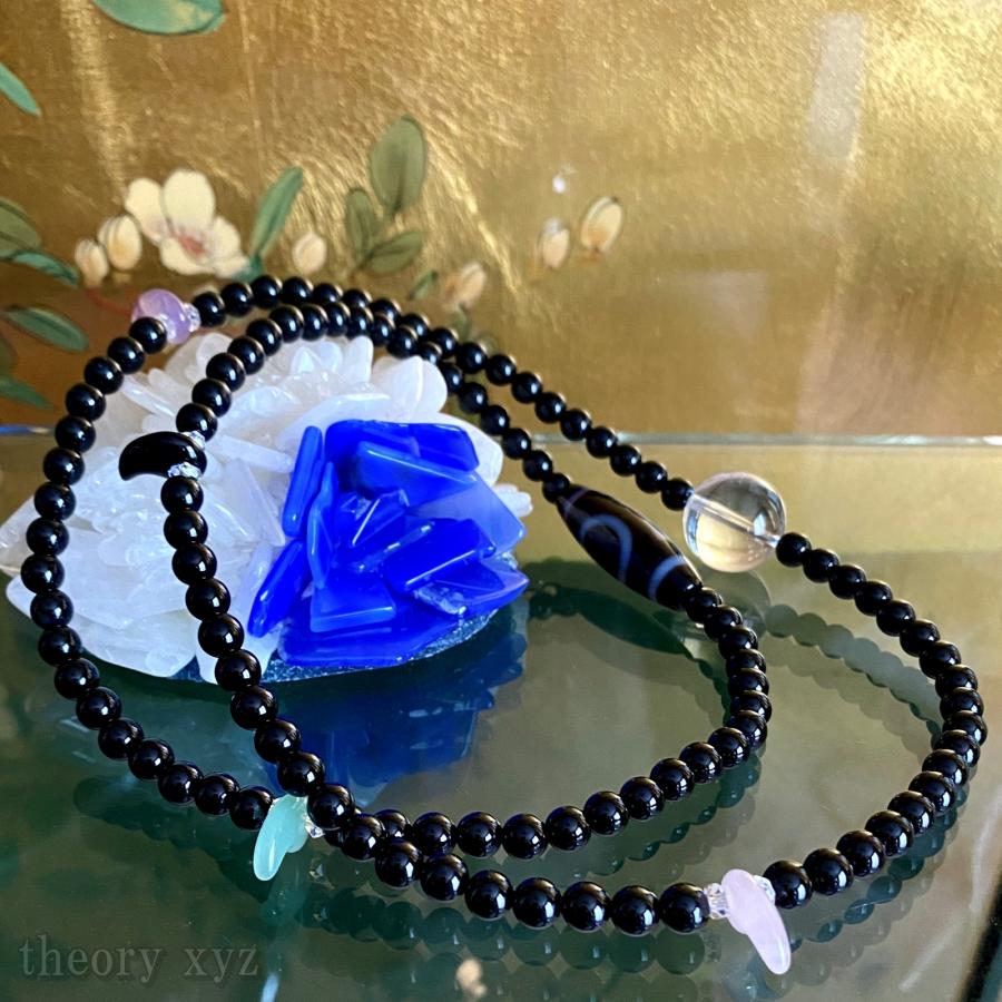 theory xyz 水晶 宝石(鑑別) ネックレス 天地(天珠) 黒 メンズ