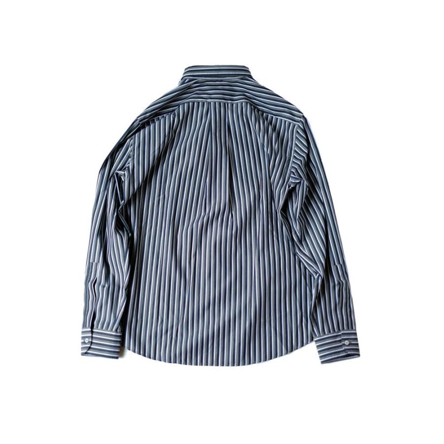 STUDIO NICHOLSON スタジオニコルソン メンズ BROAD STRIPE OVERSIZE POINT COLLAR SHIRT GREEN｜thepark｜02