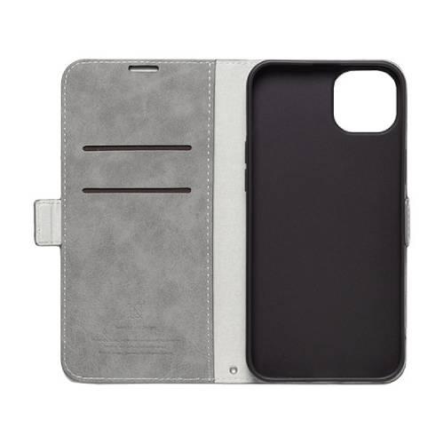 新品未使用BONAVENTURA グレー 手帳型ケース　iPhone14plus 上質なレザーの手帳型 iPhone / スマホケース（ダイアリーケース