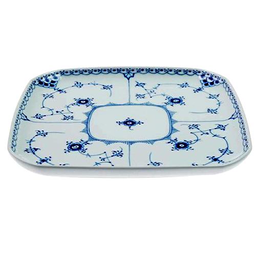 ブルーフルーテッド 食器 角プレート21cm 北欧 単品 ハーフレース