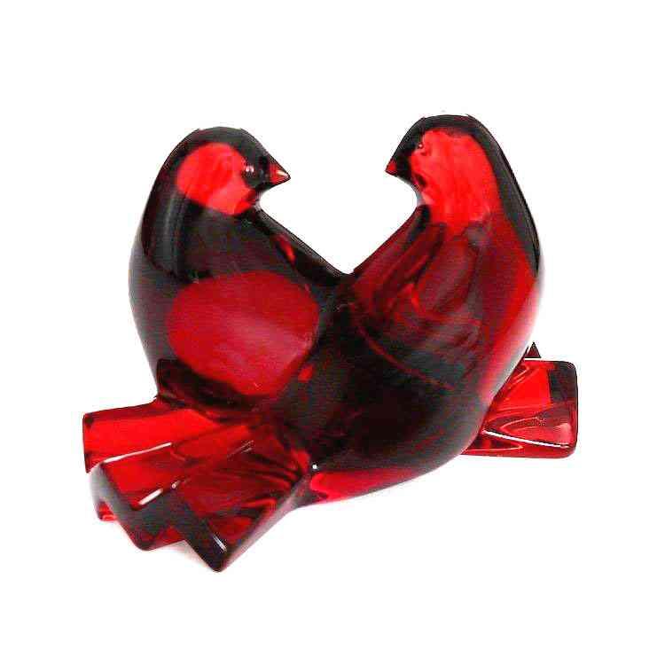 2102796 聖バレンタイン ハト ツガイ レッド 鳩 ハト 鳥 置物 クリスタルガラス製 Baccarat COLOMBES バカラ