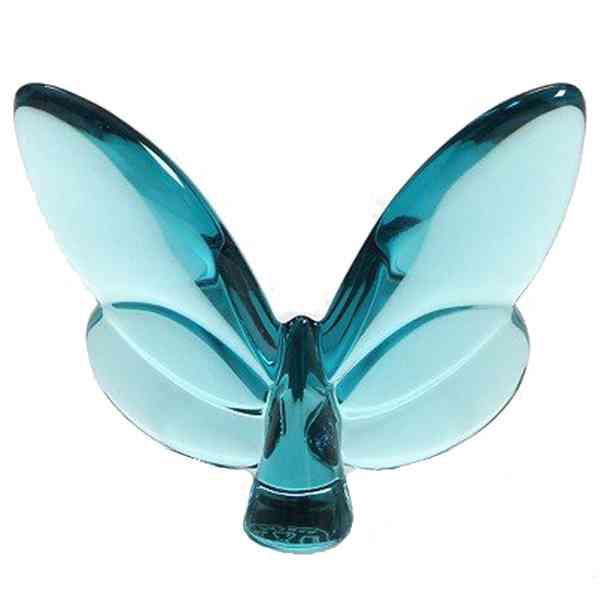 バカラ（Baccarat） 置物 ラッキーバタフライ 幸運を運ぶ蝶 ターコイス