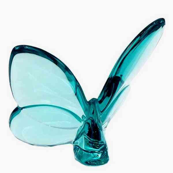 バカラ（Baccarat） 置物 ラッキーバタフライ 幸運を運ぶ蝶 ターコイス