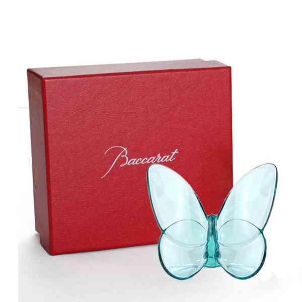 バカラ Baccarat 置物 ラッキーバタフライ 幸運を運ぶ蝶 ターコイス
