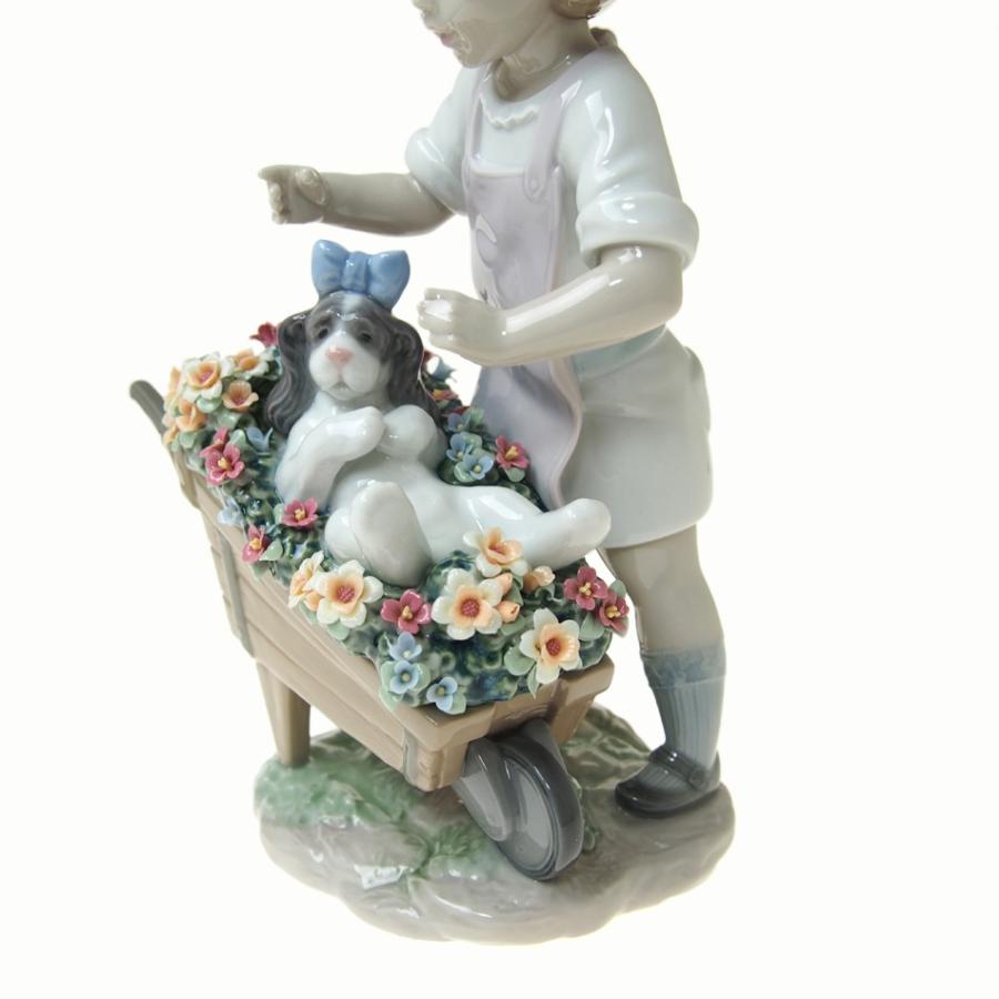 ●719133  おさんぽしようね  高さ24cm  LLADRO  リヤドロ  人形  女の子  子犬 花  磁器人形  　｜therichcojp｜02