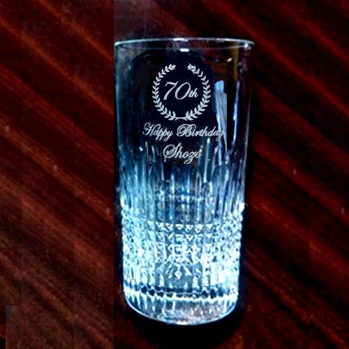 ナンシー Baccarat 名入れグラス 古希祝い 70才(他の数字に変更OK