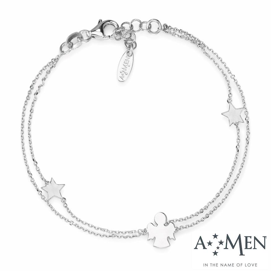 AMEN エンジェル&スター ブレスレット シルバー イタリア製 : amb  