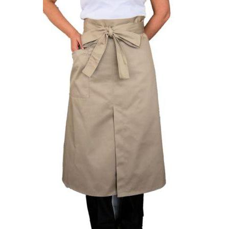 カフェエプロン ベージュ スリット入り72cm丈前掛け ソムリエ
