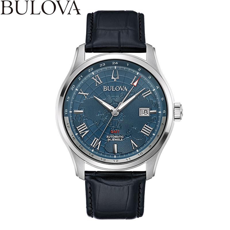 無金利ローン可 3年間無料点検付 ブローバ BULOVA クラシック 96B385 メンズ 腕時計 時計 自動巻 ビジネス ウォッチ 革ベルト 日付 GMT針｜thewatchshopwebstore｜02