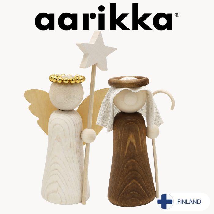 aarikka アーリッカ 天然木 オーナメント 羊飼い 天使 北欧 フィンランド 置物 クリスマス アアリッカ GOOD SHEPHERD / ANGEL GABRIEL DECORATION 文具 文房具 | ブランド登録なし