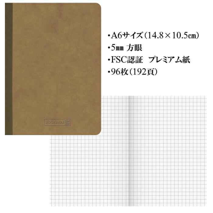 BRUNNEN ブルンネン FACT ! plus プレミアム エコ ノート A6 全4種 おしゃれ ヨーロッパ 文房具 メモ帳 方眼 罫線 ...